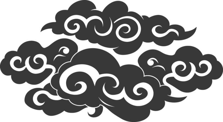 Silhouette chinese cloud symbol black color only