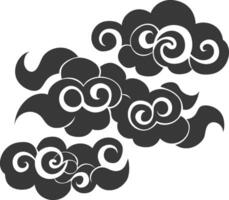 silueta chino nube símbolo negro color solamente vector