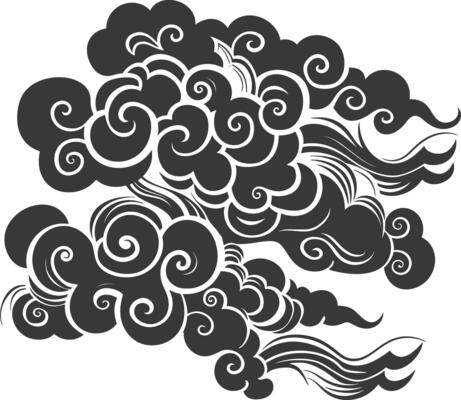 Silhouette chinese cloud symbol black color only
