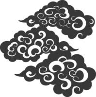 Silhouette chinese cloud symbol black color only vector