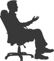 Silhouette psychologist in action full body black color only vector