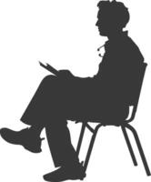 Silhouette psychologist in action full body black color only vector