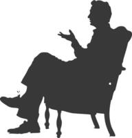 Silhouette psychologist in action full body black color only vector