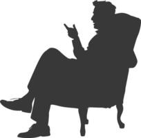 Silhouette psychologist in action full body black color only vector