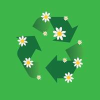 ecycle sign with flowers, illustration eco-friendly waste reuse and recycling symbol. vector