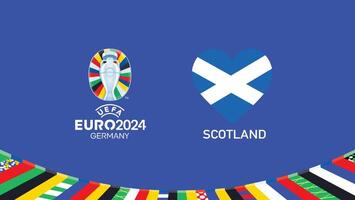 Euro 2024 Scotland Emblem Heart Teams Design With Official Symbol Logo Abstract Countries European Football Illustration vector