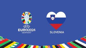 euro 2024 Eslovenia emblema corazón equipos diseño con oficial símbolo logo resumen países europeo fútbol americano ilustración vector