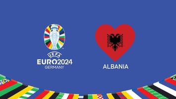 euro 2024 Albania emblema corazón equipos diseño con oficial símbolo logo resumen países europeo fútbol americano ilustración vector