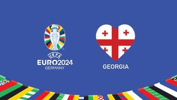 Euro 2024 Georgia Emblem Heart Teams Design With Official Symbol Logo Abstract Countries European Football Illustration vector