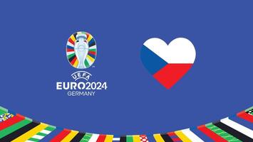 Euro 2024 Czechia Emblem Heart Teams Design With Official Symbol Logo Abstract Countries European Football Illustration vector