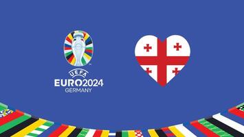 euro 2024 Georgia bandera corazón equipos diseño con oficial símbolo logo resumen países europeo fútbol americano ilustración vector