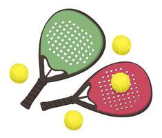 Padel tennis. Two padel rackets and tennis balls. isolated illustration vector