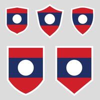 Set of Laos Flag in Shield Shape Frame vector