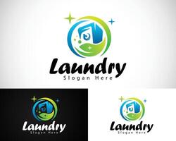 laundry logo cloth wash logo clean logo creative design nature leave fresh vector