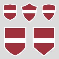 Set of Latvia Flag in Shield Shape Frame vector