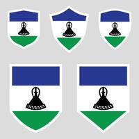 Set of Lesotho Flag in Shield Shape Frame vector