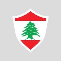 Lebanon Flag in Shield Shape Frame vector