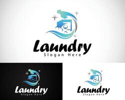 lavandería logo paño lavar logo limpiar logo creativo diseño vector