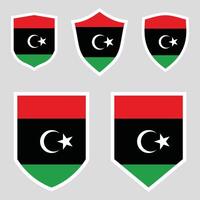 Set of Libya Flag in Shield Shape Frame vector