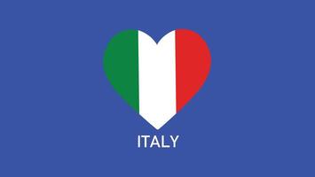 Italia bandera corazón equipos europeo naciones 2024 resumen países europeo Alemania fútbol americano símbolo logo diseño ilustración vector