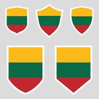 Set of Lithuania Flag in Shield Shape Frame vector