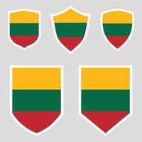 Set of Lithuania Flag in Shield Shape Frame vector