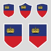 Set of Liechtenstein Flag in Shield Shape Frame vector