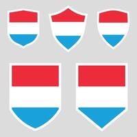 Set of Luxembourg Flag in Shield Shape Frame vector