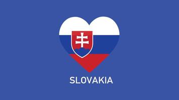 Slovakia Flag Heart Teams European Nations 2024 Abstract Countries European Germany Football Symbol Logo Design Illustration vector