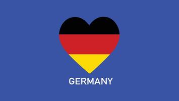 Alemania bandera corazón equipos europeo naciones 2024 resumen países europeo Alemania fútbol americano símbolo logo diseño ilustración vector
