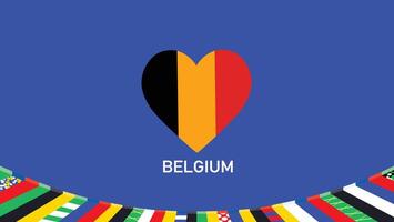 Bélgica emblema corazón equipos europeo naciones 2024 símbolo resumen países europeo Alemania fútbol americano logo diseño ilustración vector