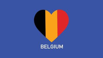 Belgium Flag Heart Teams European Nations 2024 Abstract Countries European Germany Football Symbol Logo Design Illustration vector