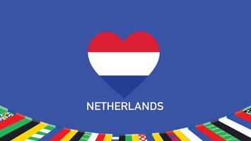 Países Bajos emblema corazón equipos europeo naciones 2024 símbolo resumen países europeo Alemania fútbol americano logo diseño ilustración vector