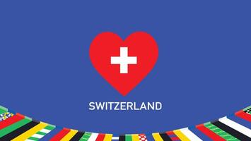 Switzerland Emblem Heart Teams European Nations 2024 Symbol Abstract Countries European Germany Football Logo Design Illustration vector