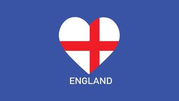Inglaterra bandera corazón equipos europeo naciones 2024 resumen países europeo Alemania fútbol americano símbolo logo diseño ilustración vector