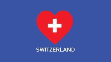 Suiza bandera corazón equipos europeo naciones 2024 resumen países europeo Alemania fútbol americano símbolo logo diseño ilustración vector