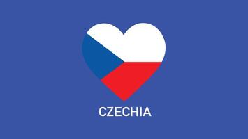 Czechia Flag Heart Teams European Nations 2024 Abstract Countries European Germany Football Symbol Logo Design Illustration vector