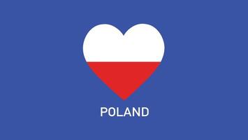 Polonia emblema corazón equipos europeo naciones 2024 símbolo resumen países europeo Alemania fútbol americano logo diseño ilustración vector