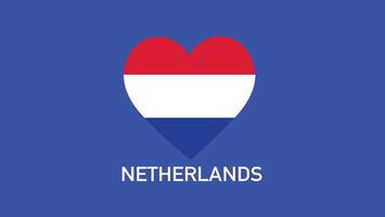 Netherlands Flag Heart Teams European Nations 2024 Abstract Countries European Germany Football Symbol Logo Design Illustration vector