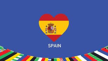 España bandera corazón equipos europeo naciones 2024 resumen países europeo Alemania fútbol americano símbolo logo diseño ilustración vector