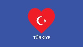 Turkiye Emblem Heart Teams European Nations 2024 Symbol Abstract Countries European Germany Football Logo Design Illustration vector