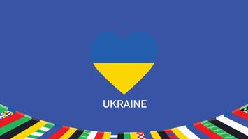 Ukraine Flag Heart Teams European Nations 2024 Abstract Countries European Germany Football Symbol Logo Design Illustration vector