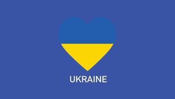 Ucrania emblema corazón equipos europeo naciones 2024 símbolo resumen países europeo Alemania fútbol americano logo diseño ilustración vector