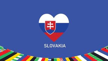 Eslovaquia emblema corazón equipos europeo naciones 2024 símbolo resumen países europeo Alemania fútbol americano logo diseño ilustración vector