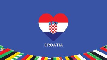 Croacia emblema corazón equipos europeo naciones 2024 símbolo resumen países europeo Alemania fútbol americano logo diseño ilustración vector