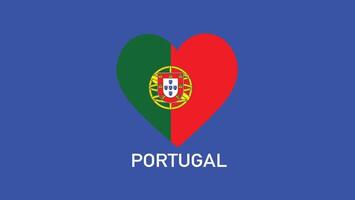 Portugal bandera corazón equipos europeo naciones 2024 resumen países europeo Alemania fútbol americano símbolo logo diseño ilustración vector