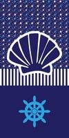 sea towel design. blue rudder, seashell shapes vector