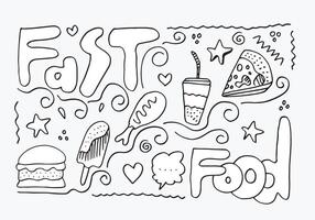 Fast Food Doodle. Icons Hand Drawn.Hand drawing styles Fast food menu.Restaurant Menu. vector