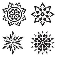 Collection of simple mandala stencils with floral ornament patterns vector