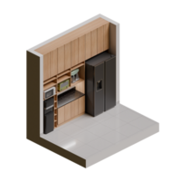 Isometric Kitchen 3d render design elemet png